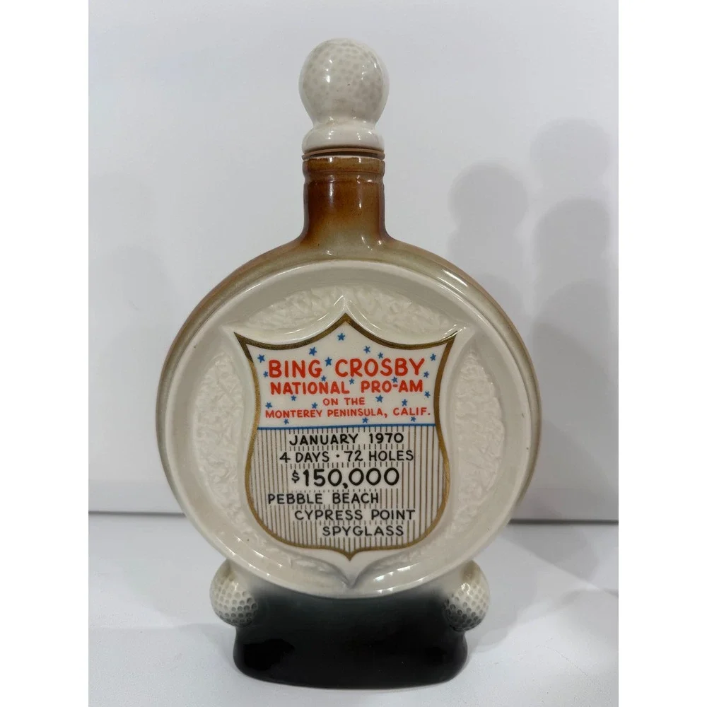 Vintage Jim Beam Bing Crosby Ntl Pro-Am Decanter Set 29th & 30th Regal China